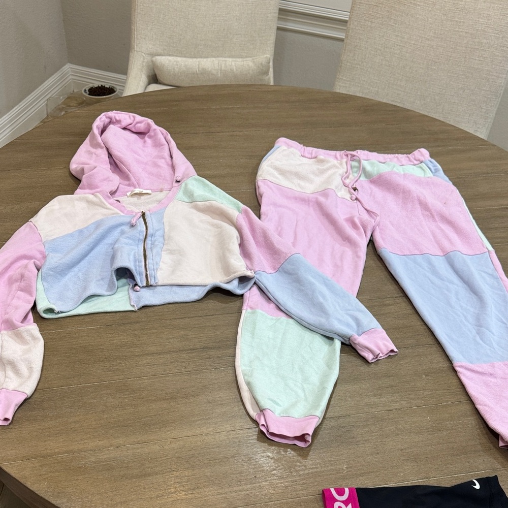 Loveshackfancy Kids Pastel Patchwork Joggers Set - image 1
